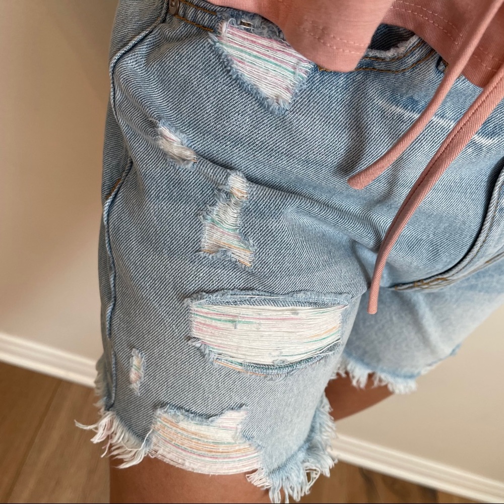 Sweet Kisses Denim Distressed Jean Shorts